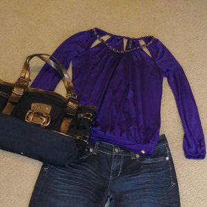 UEC GUESS LA LONG SLEEVE CUT OUT SLITIN BACK SHIRT